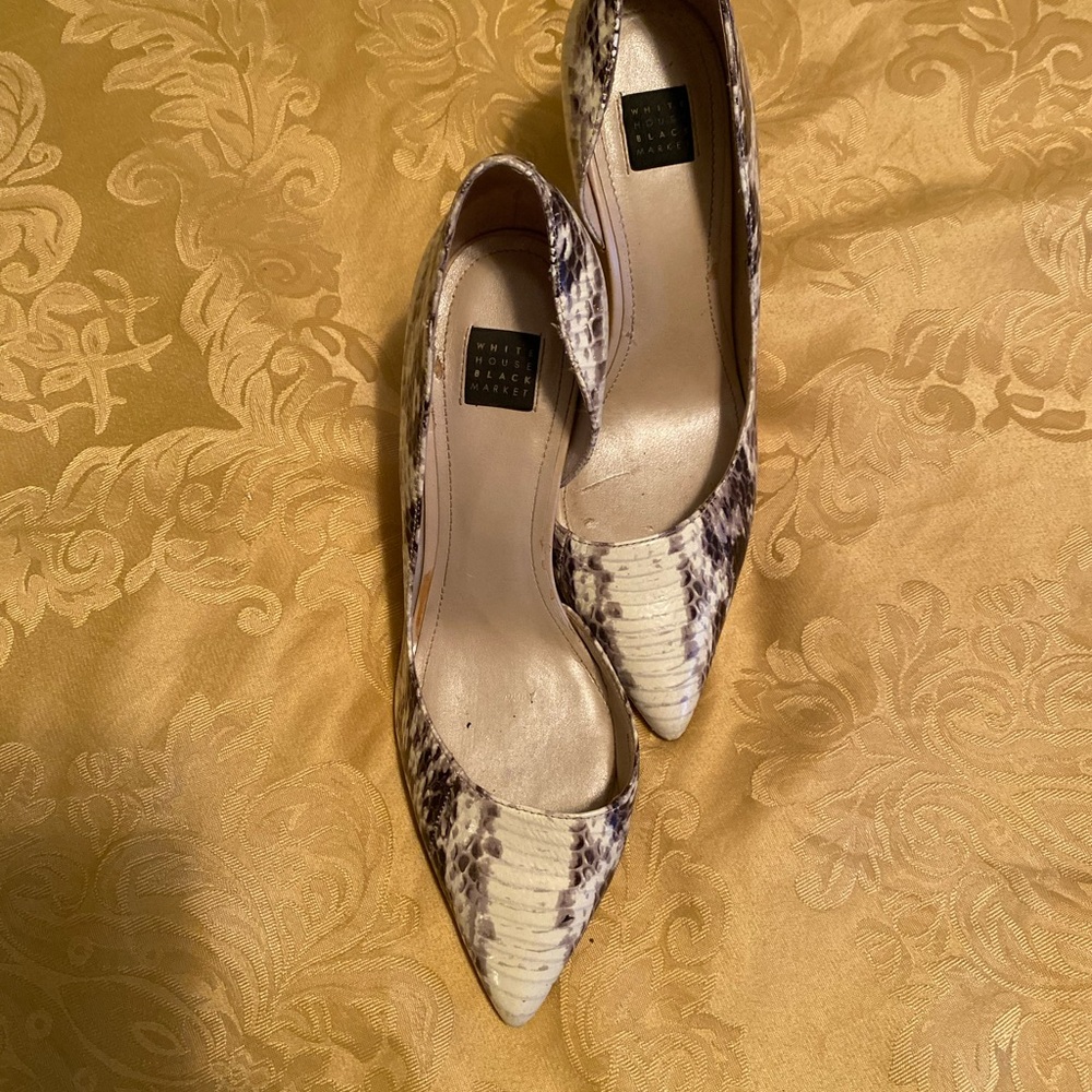 White House Black Market Snakeskin Heels